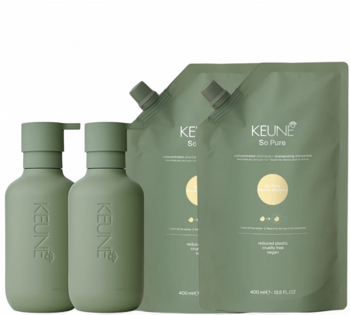 Keune - Brand of the month tilbud - 400 ml shampoo So Pure + 400 ml balsam So Pure (Gratis 2 flasker)